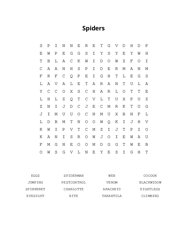 Spiders Word Search Puzzle