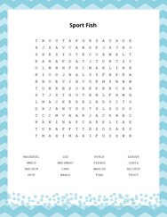 Sport Fish Word Scramble Puzzle