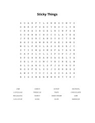 Sticky Things Word Search Puzzle