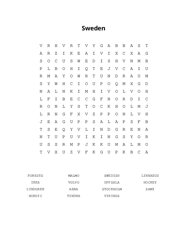 Sweden Word Scramble Puzzle