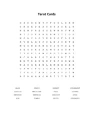 Tarot Cards Word Search Puzzle