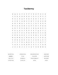 Taxidermy Word Search Puzzle