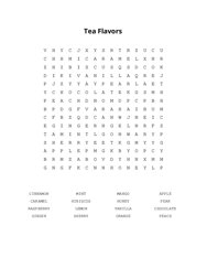 Tea Flavors Word Search Puzzle