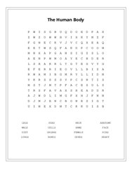 The Human Body Word Search Puzzle
