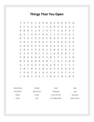 Things That You Open Word Search Puzzle