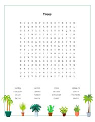 Trees Word Search Puzzle