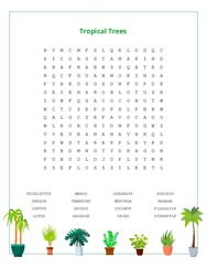Tropical Trees Word Scramble Puzzle