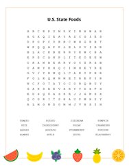 U.S. State Foods Word Search Puzzle