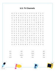 U.S. TV Channels Word Search Puzzle