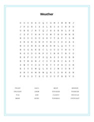 Weather Word Search Puzzle