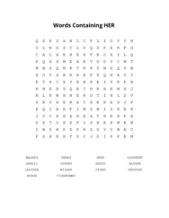 Words Containing HER Word Search Puzzle