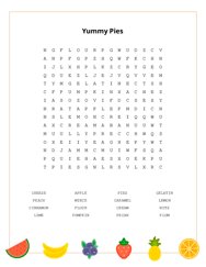 Yummy Pies Word Search Puzzle