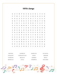 1970s Songs Word Search Puzzle