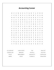 Accounting Career Word Scramble Puzzle