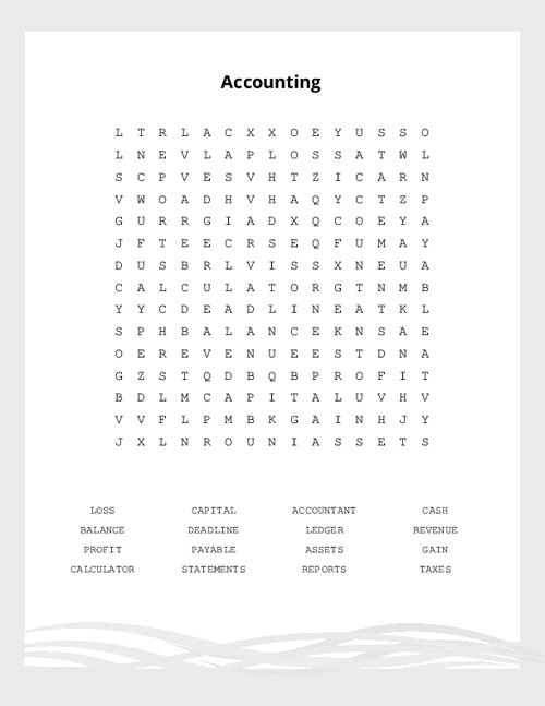 Accounting Word Search Puzzle