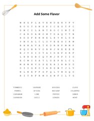 Add Some Flavor Word Search Puzzle