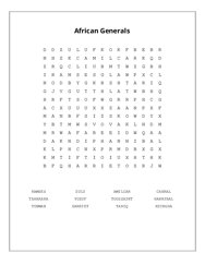 African Generals Word Search Puzzle