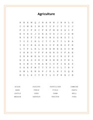 Agriculture Word Search Puzzle