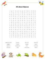 All about Alpacas Word Search Puzzle
