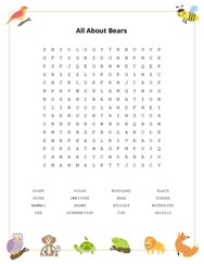 All About Bears Word Scramble Puzzle