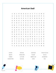 American Dad! Word Search Puzzle