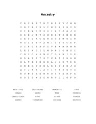 Ancestry Word Scramble Puzzle