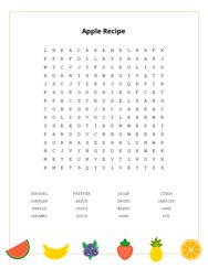 Apple Recipe Word Search Puzzle