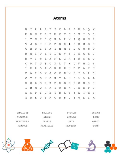 Atoms Word Search