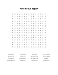 Automotive Repair Word Search Puzzle