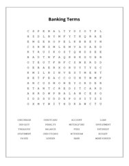 Banking Terms Word Search Puzzle