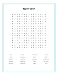 Beauty Salon Word Scramble Puzzle