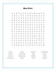 Blue Print Word Search Puzzle