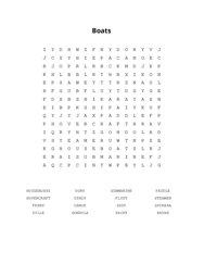 Boats Word Search Puzzle