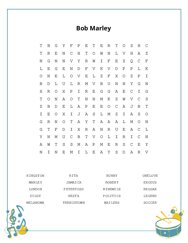 Bob Marley Word Search Puzzle