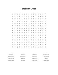 Brazilian Cities Word Search Puzzle