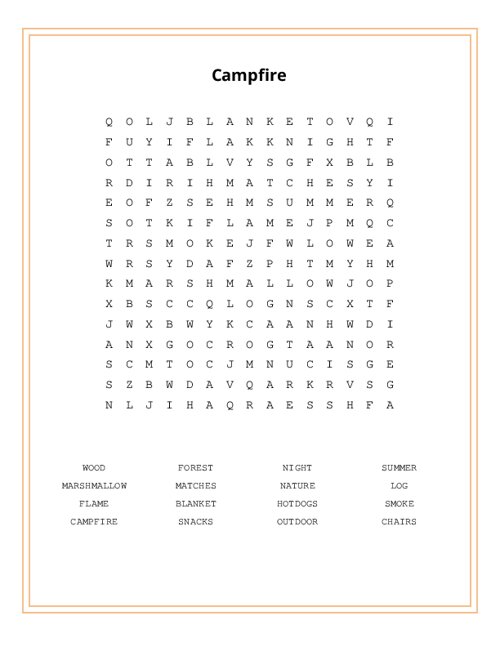 Campfire Word Search Puzzle