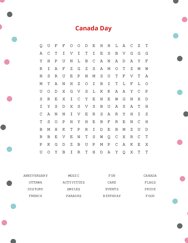 Canada Day Word Search Puzzle