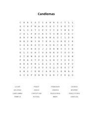 Candlemas Word Scramble Puzzle