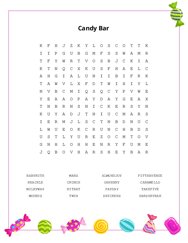 Candy Bar Word Search Puzzle