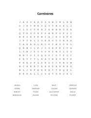 Carnivores Word Scramble Puzzle