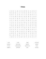 Chess Word Search Puzzle