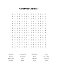 Christmas Gift Ideas Word Scramble Puzzle