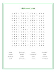 Christmas Tree Word Search Puzzle