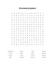 Circulatory System Word Search Puzzle