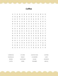 Coffee Word Scramble Puzzle