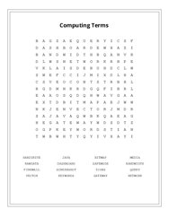 Computing Terms Word Search Puzzle