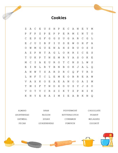 Cookies Word Search Puzzle