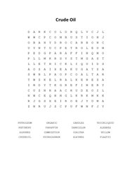 Crude Oil Word Search Puzzle