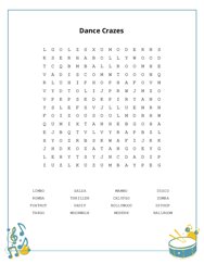 Dance Crazes Word Search Puzzle