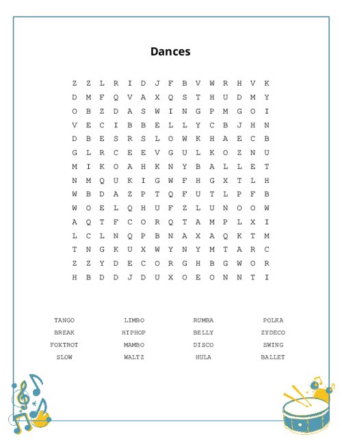 Dances Word Search